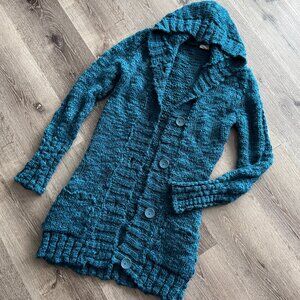 Vtg Y2K Suzy Shier long chunky knit hooded fairy grunge whimsigoth cardigan / M